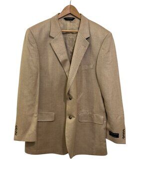 Jos A Bank Signature Collection 46L Mens Beige Blazer Silk & Camel Hair